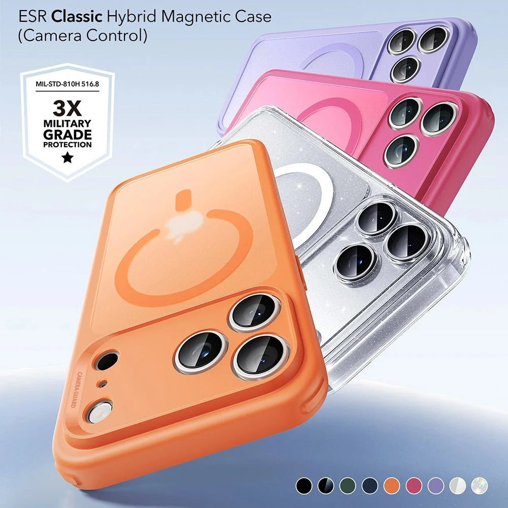 MagSafe cover til Apple iPhone 17 Pro Max, ESR, Classic Hybrid Shimmer, Gennemsigtig