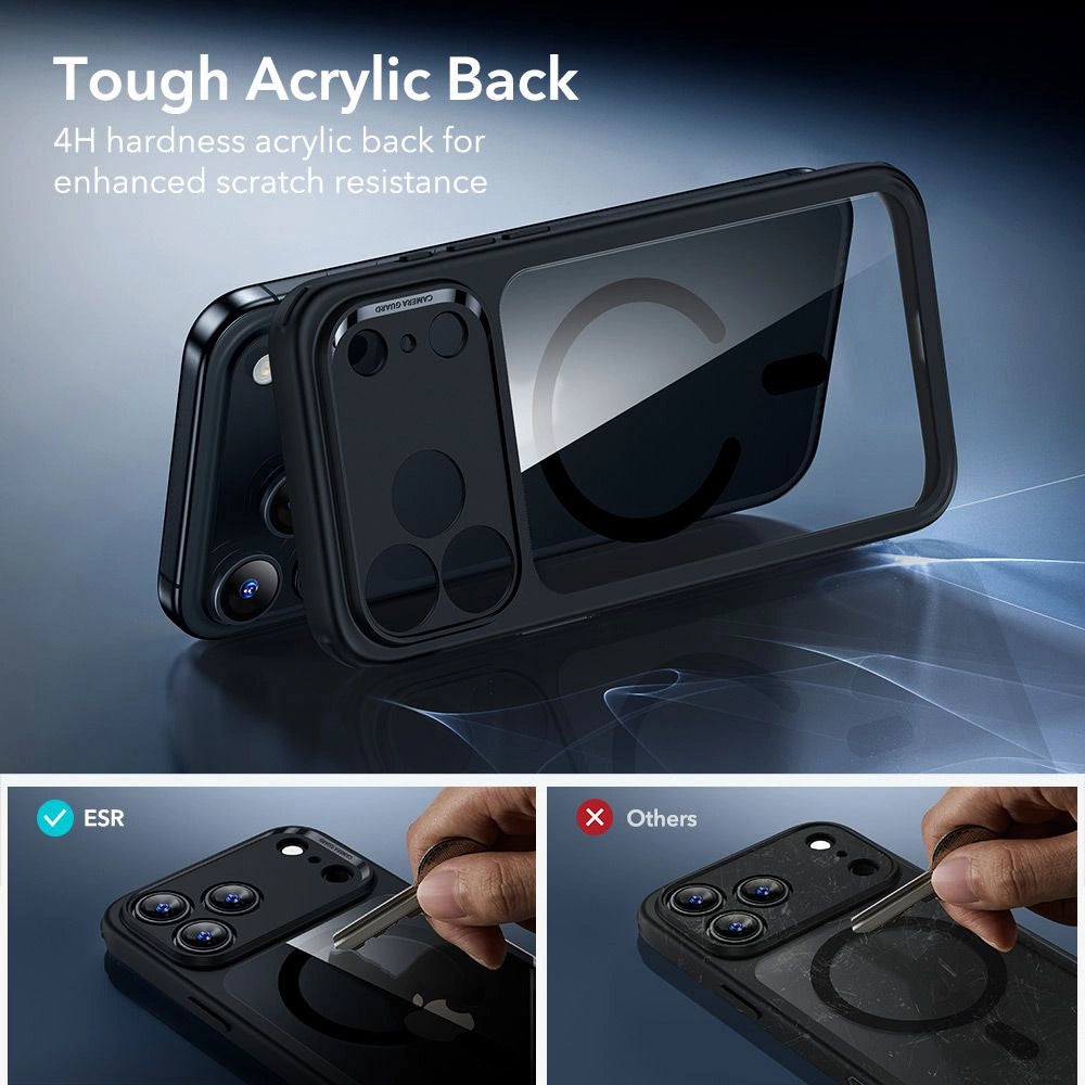 MagSafe cover til Apple iPhone 17 Pro Max, ESR, Classic Hybrid med skærmbeskytter, Sort Transparent