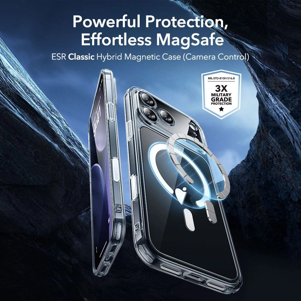 MagSafe cover til Apple iPhone 17 Pro Max, ESR, Classic Hybrid med skærmbeskytter, Transparent