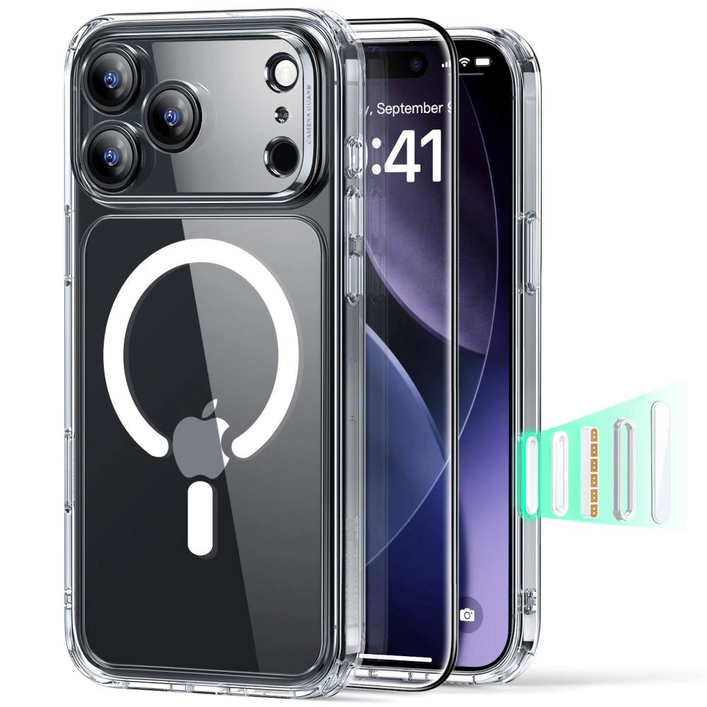 MagSafe cover til Apple iPhone 17 Pro Max, ESR, Classic Hybrid med skærmbeskytter, Transparent