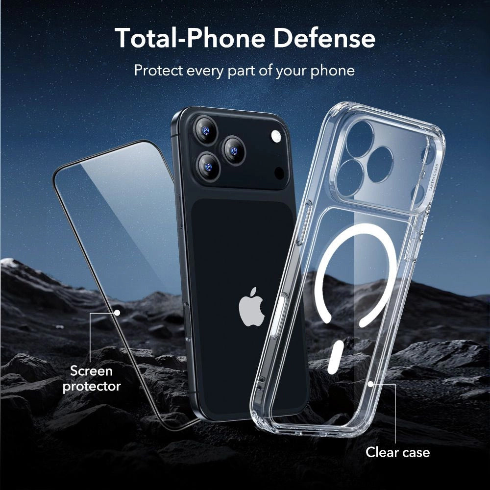 MagSafe cover til Apple iPhone 17 Pro Max, ESR, Classic Hybrid med skærmbeskytter, Transparent