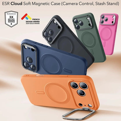 MagSafe cover til Apple iPhone 17 Pro Max, ESR, Cloud Soft Kickstand, Orange