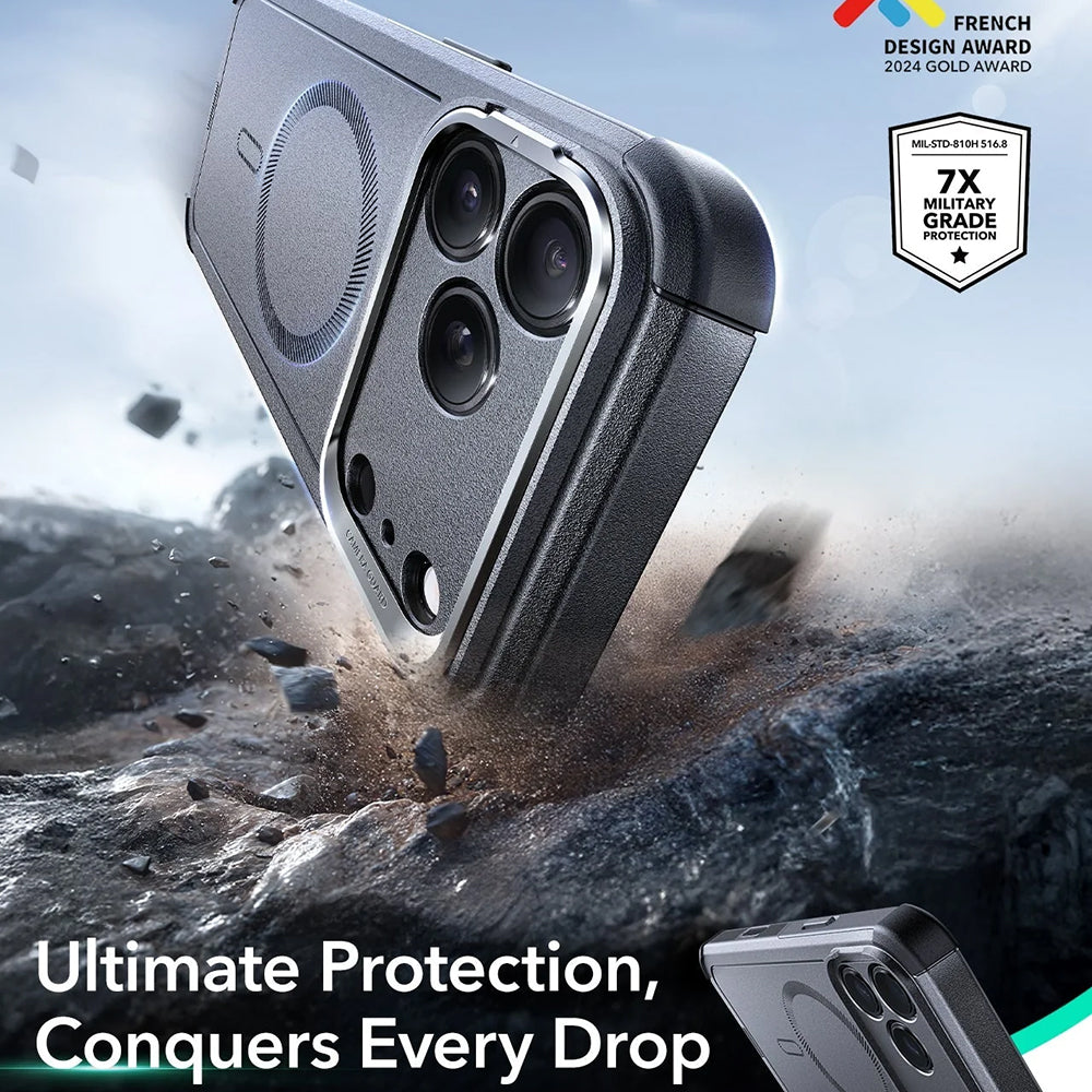 MagSafe cover til Apple iPhone 17 Pro Max, ESR, Cyber Armor Kickstand, Grå
