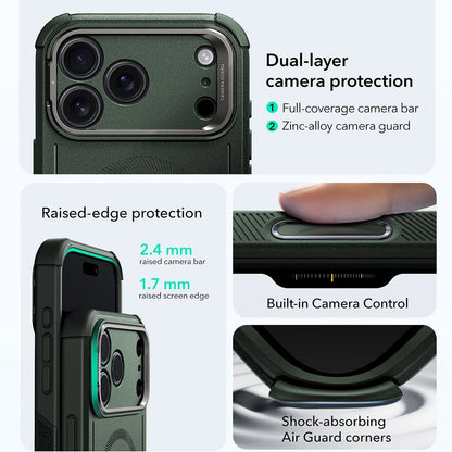 MagSafe cover til Apple iPhone 17 Pro Max, ESR, Cyber Armor Kickstand, Grøn