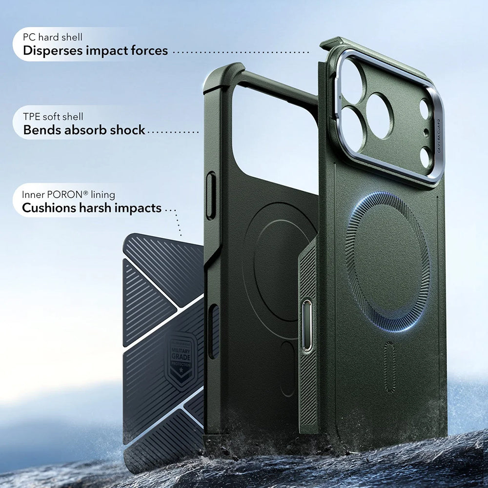MagSafe cover til Apple iPhone 17 Pro Max, ESR, Cyber Armor Kickstand, Grøn