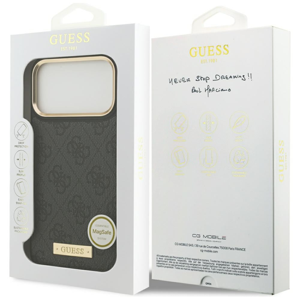 MagSafe cover til Apple iPhone 17 Pro Max, Guess, 4G Logo Plate, Sort