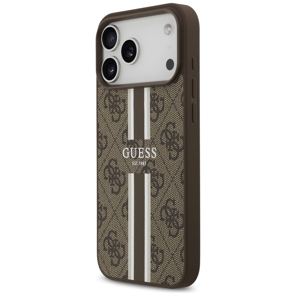 MagSafe cover til Apple iPhone 17 Pro Max, Guess, 4G Printed Stripes, Brun