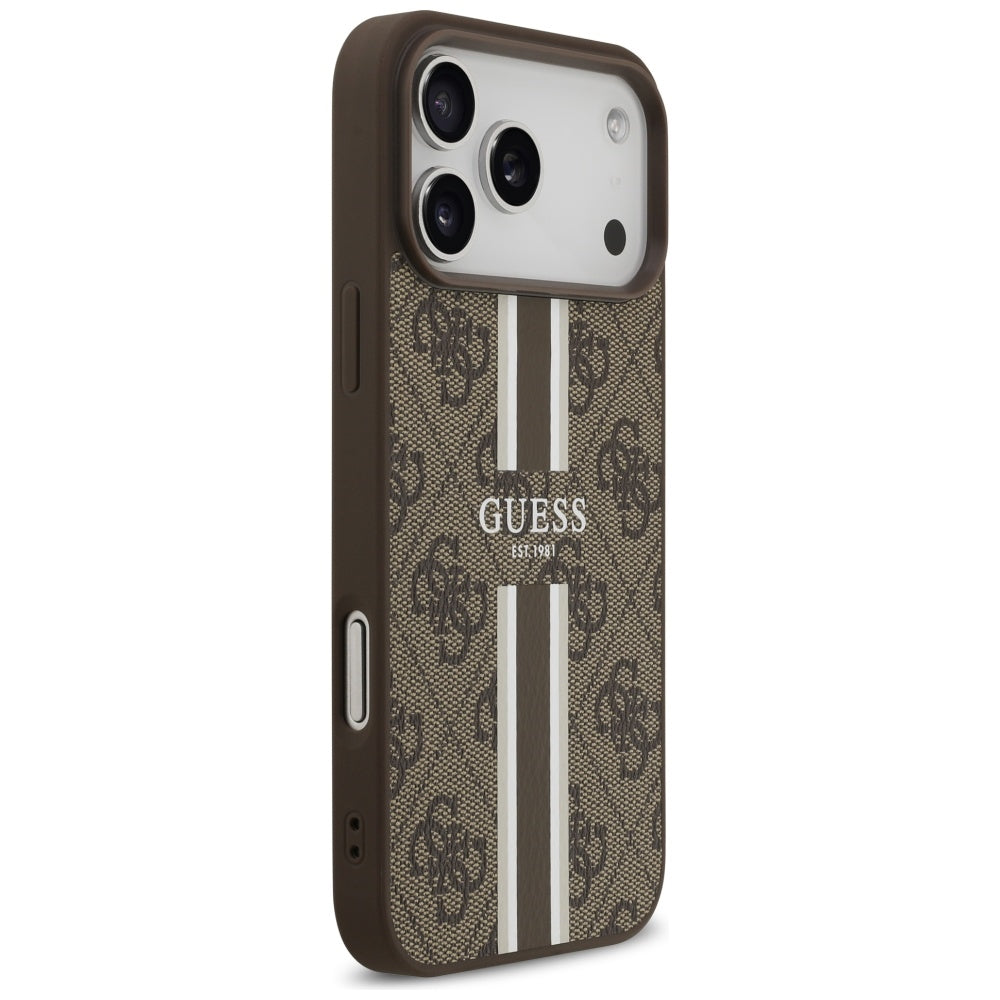 MagSafe cover til Apple iPhone 17 Pro Max, Guess, 4G Printed Stripes, Brun