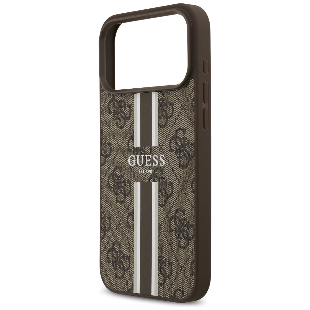 MagSafe cover til Apple iPhone 17 Pro Max, Guess, 4G Printed Stripes, Brun