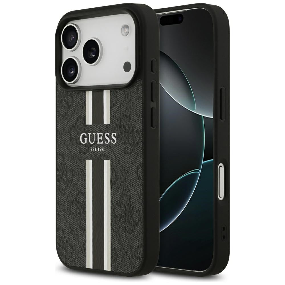 MagSafe Case for Apple iPhone 17 Pro Max, Guess, 4G Printed Stripes, Black