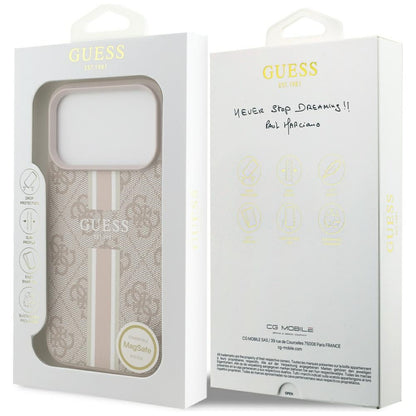 MagSafe cover til Apple iPhone 17 Pro Max, Guess, 4G Printed Stripes, Pink