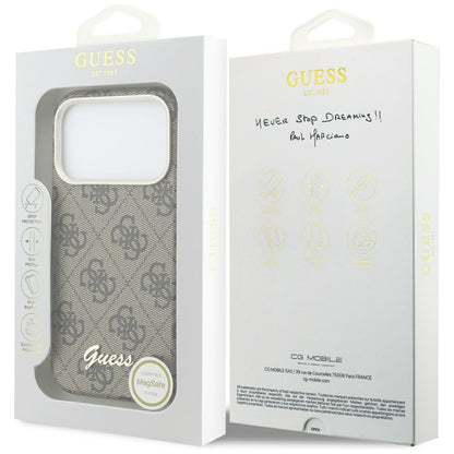 MagSafe cover til Apple iPhone 17 Pro Max, Guess, 4G Script Logo, Brun