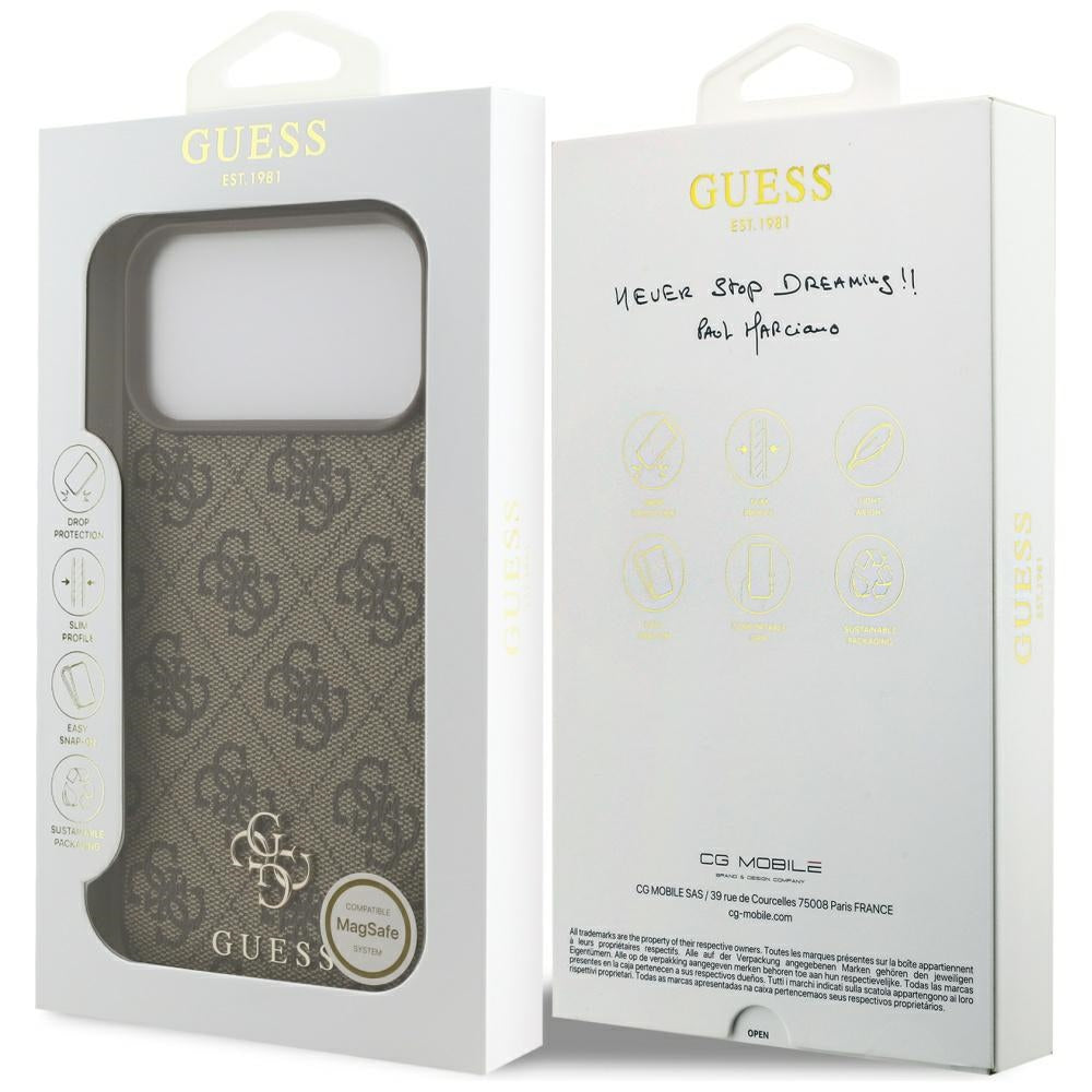 MagSafe cover til Apple iPhone 17 Pro Max, Guess, 4G Small and Classic Logo, Brun