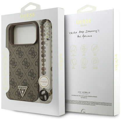 MagSafe cover til Apple iPhone 17 Pro Max, Guess, 4G Triangle Logo Cord Strap, Brun