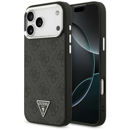 MagSafe cover til Apple iPhone 17 Pro Max, Guess, 4G Triangle Logo, Sort Sølvfarvet