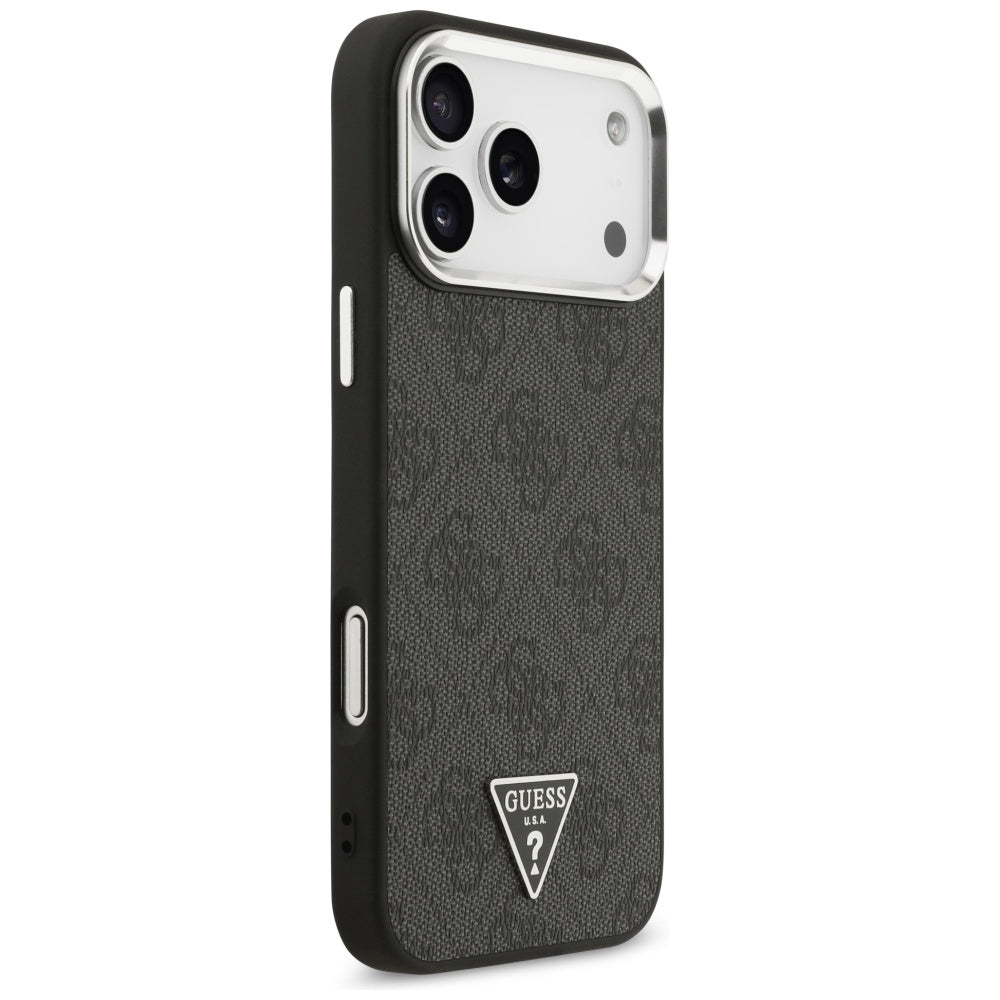 MagSafe cover til Apple iPhone 17 Pro Max, Guess, 4G Triangle Logo, Sort Sølvfarvet