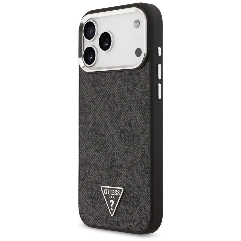 MagSafe cover til Apple iPhone 17 Pro Max, Guess, 4G Triangle Logo, Sort Sølvfarvet