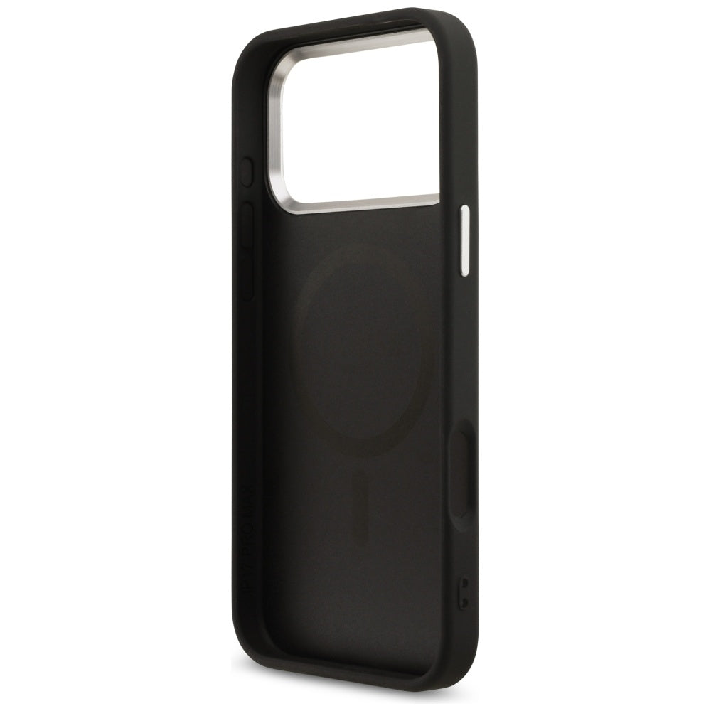 MagSafe cover til Apple iPhone 17 Pro Max, Guess, 4G Triangle Logo, Sort Sølvfarvet