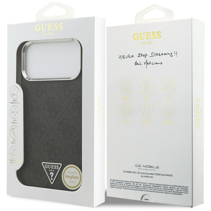 MagSafe cover til Apple iPhone 17 Pro Max, Guess, 4G Triangle Logo, Sort Sølvfarvet