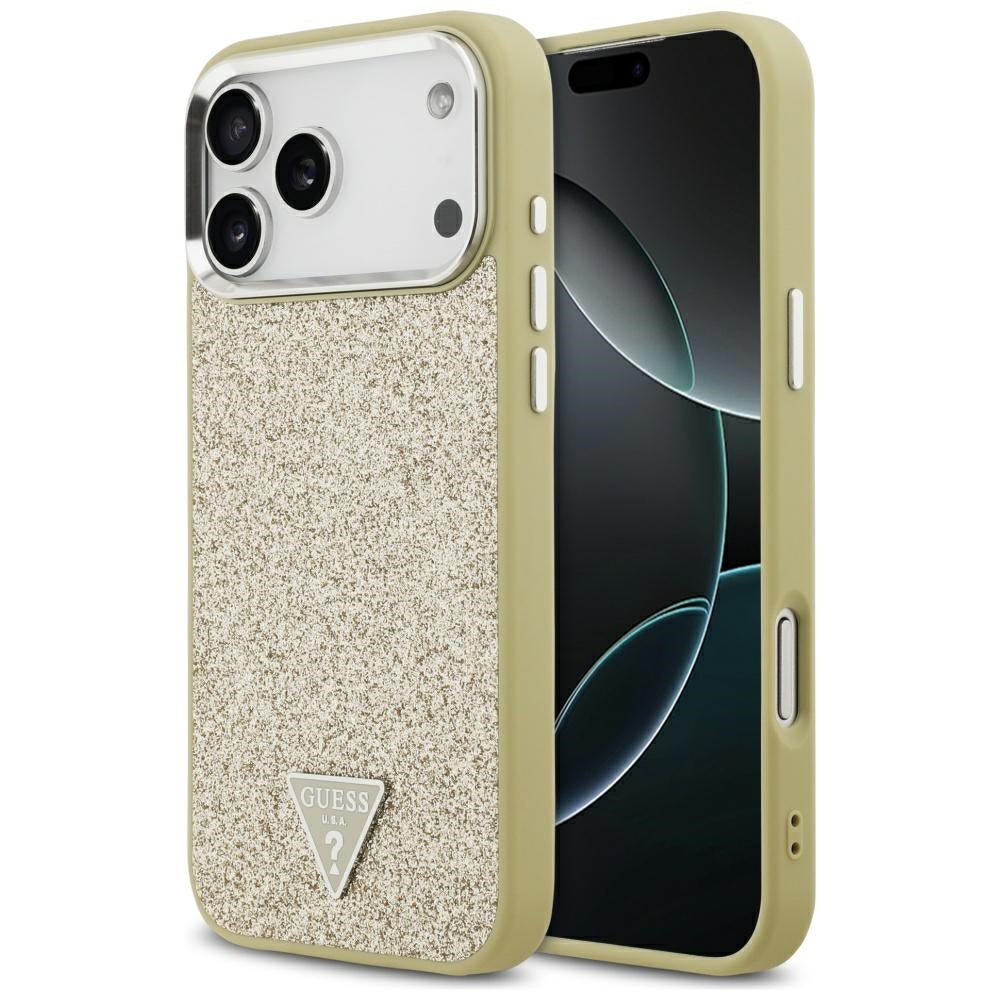 MagSafe cover til Apple iPhone 17 Pro Max, Guess, Glitter Triangle Logo, Guld