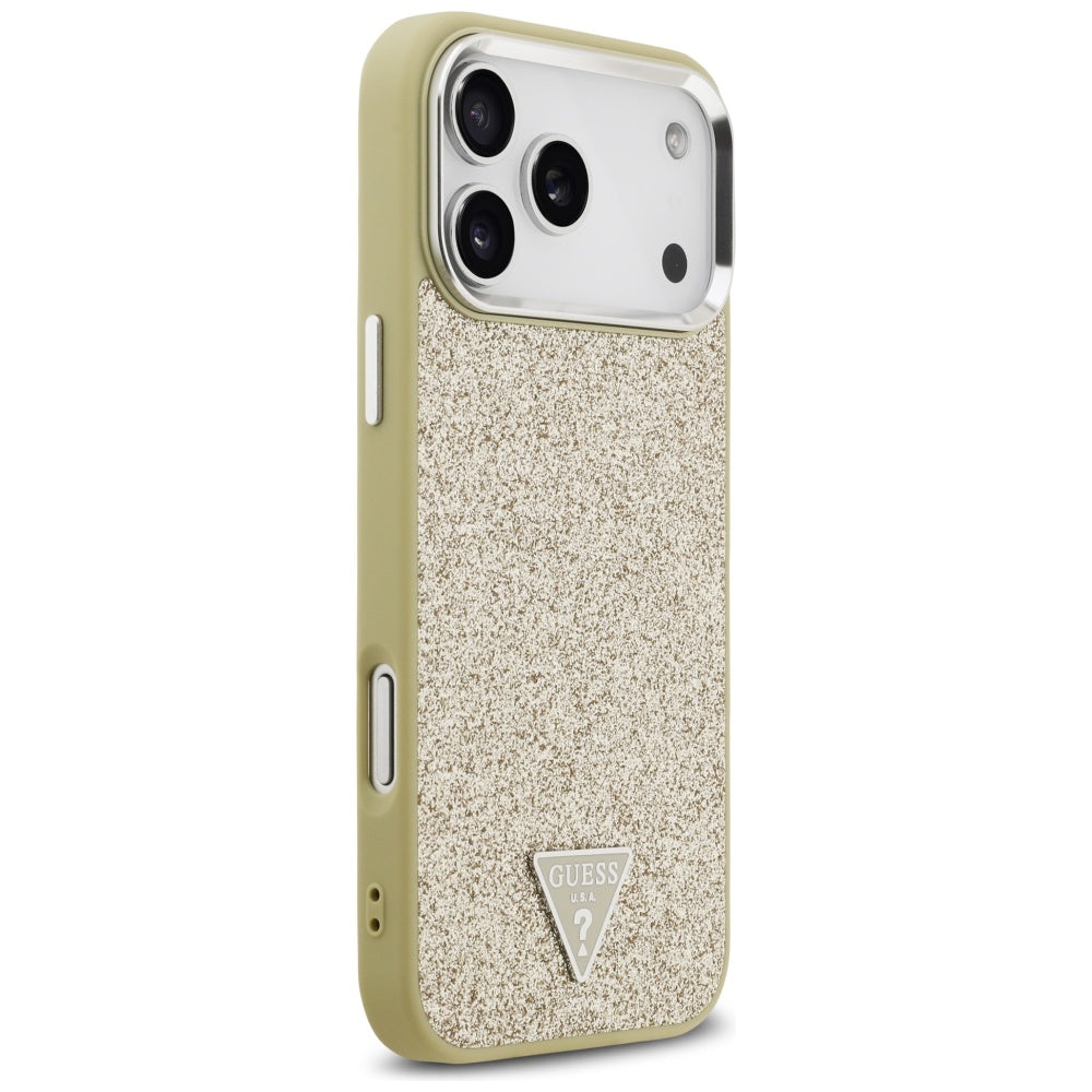 MagSafe cover til Apple iPhone 17 Pro Max, Guess, Glitter Triangle Logo, Guld