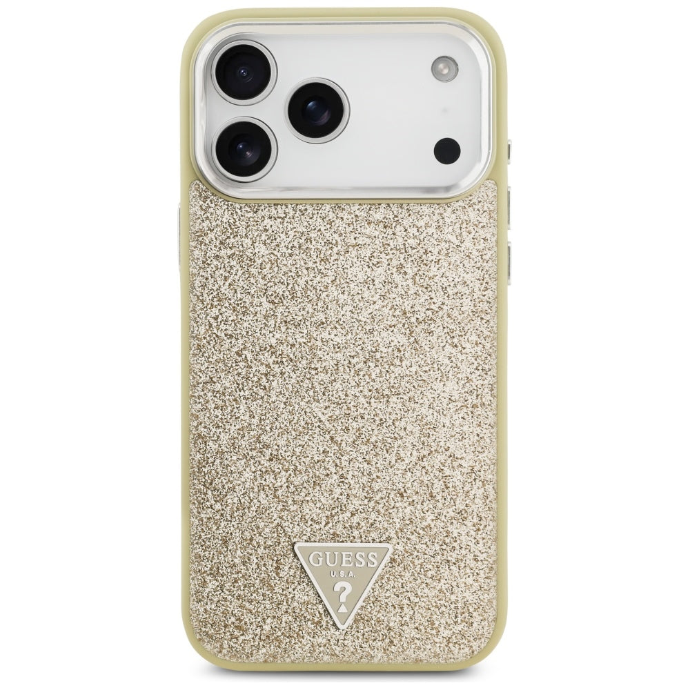 MagSafe cover til Apple iPhone 17 Pro Max, Guess, Glitter Triangle Logo, Guld