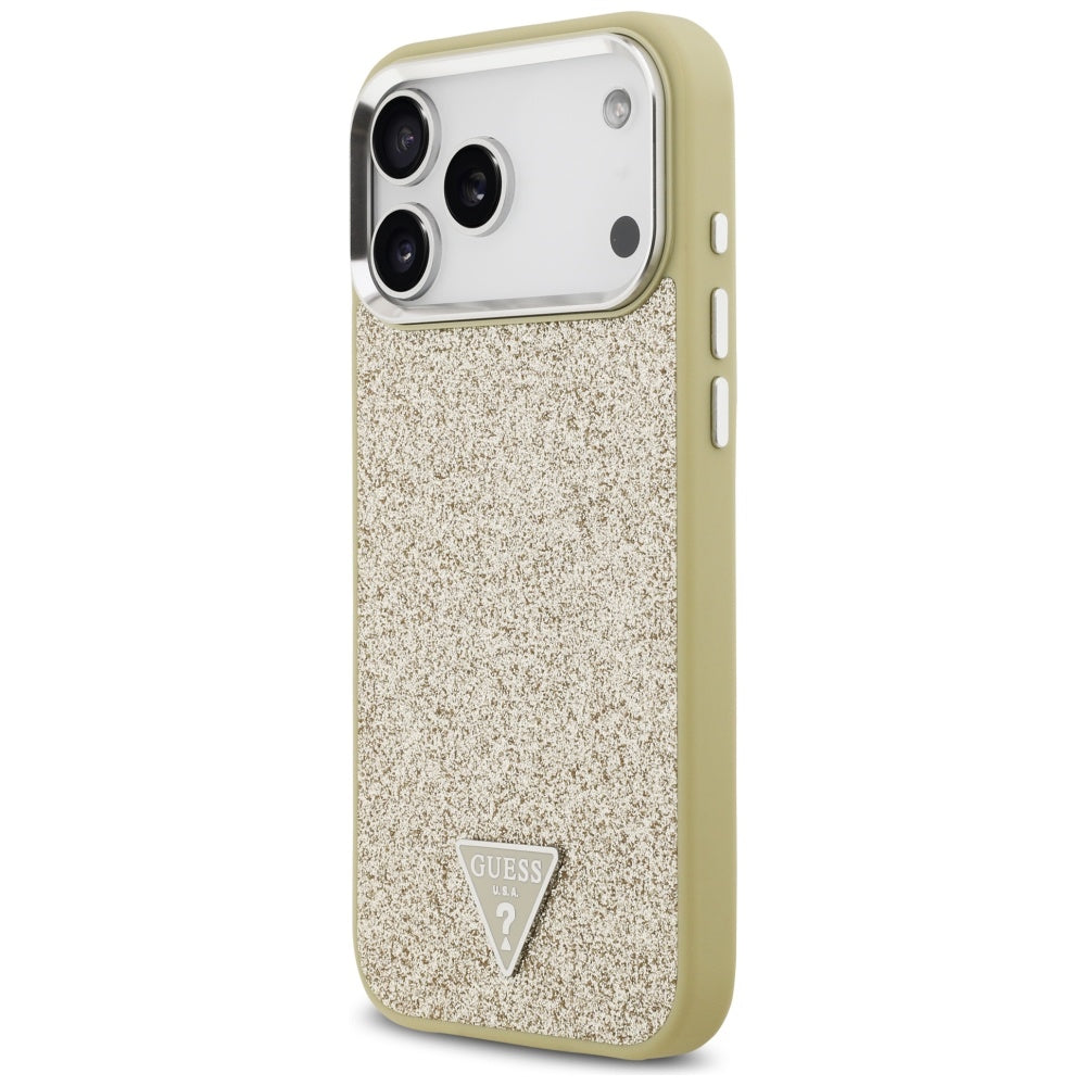 MagSafe cover til Apple iPhone 17 Pro Max, Guess, Glitter Triangle Logo, Guld