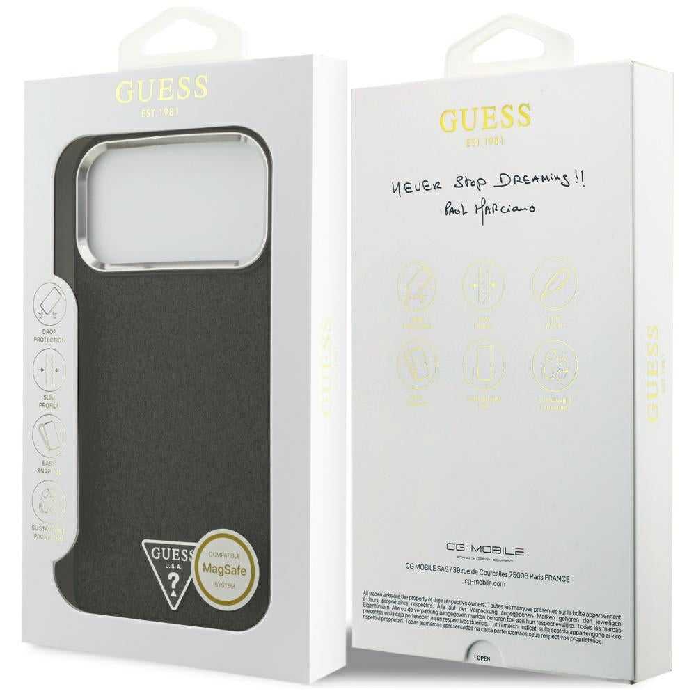 MagSafe cover til Apple iPhone 17 Pro Max, Guess, Glitter Triangle Logo, Sort