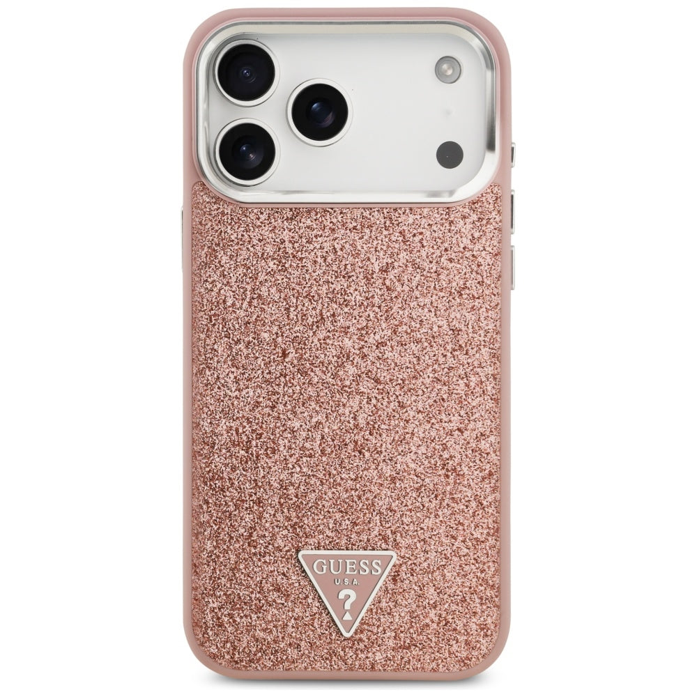 MagSafe cover til Apple iPhone 17 Pro Max, Guess, Glitter Triangle Logo, Pink
