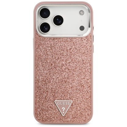 MagSafe cover til Apple iPhone 17 Pro Max, Guess, Glitter Triangle Logo, Pink