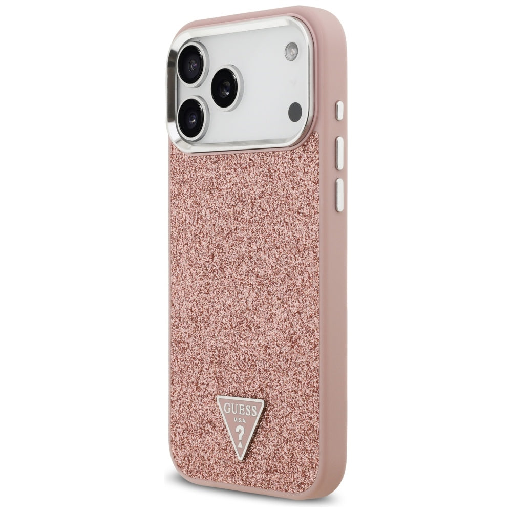 MagSafe cover til Apple iPhone 17 Pro Max, Guess, Glitter Triangle Logo, Pink