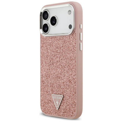 MagSafe cover til Apple iPhone 17 Pro Max, Guess, Glitter Triangle Logo, Pink
