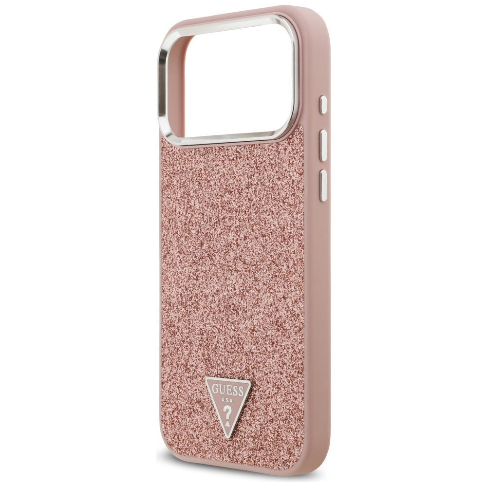MagSafe cover til Apple iPhone 17 Pro Max, Guess, Glitter Triangle Logo, Pink