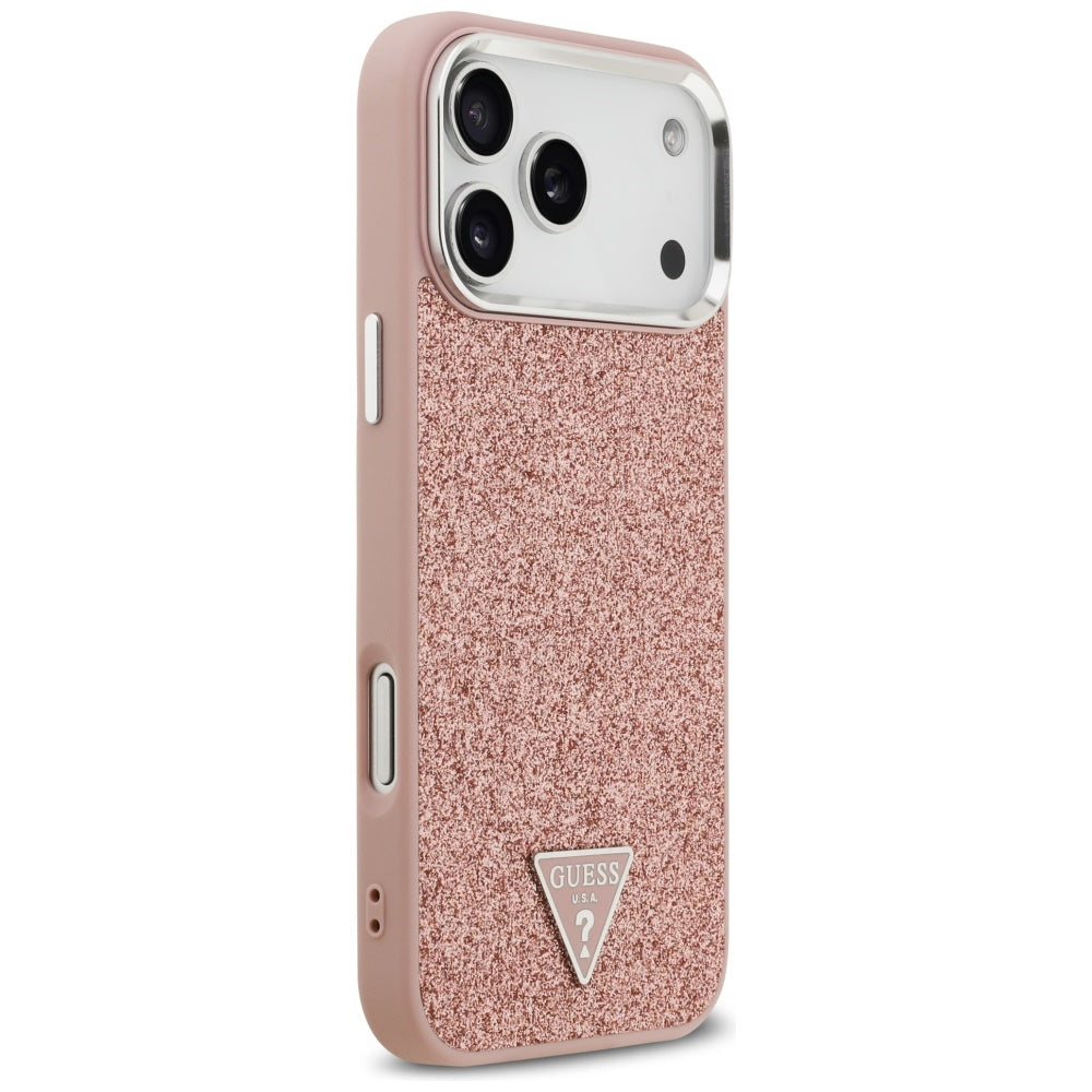 MagSafe cover til Apple iPhone 17 Pro Max, Guess, Glitter Triangle Logo, Pink