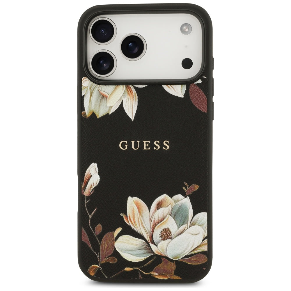 MagSafe cover til Apple iPhone 17 Pro Max, Guess, Grained Flowers, Sort