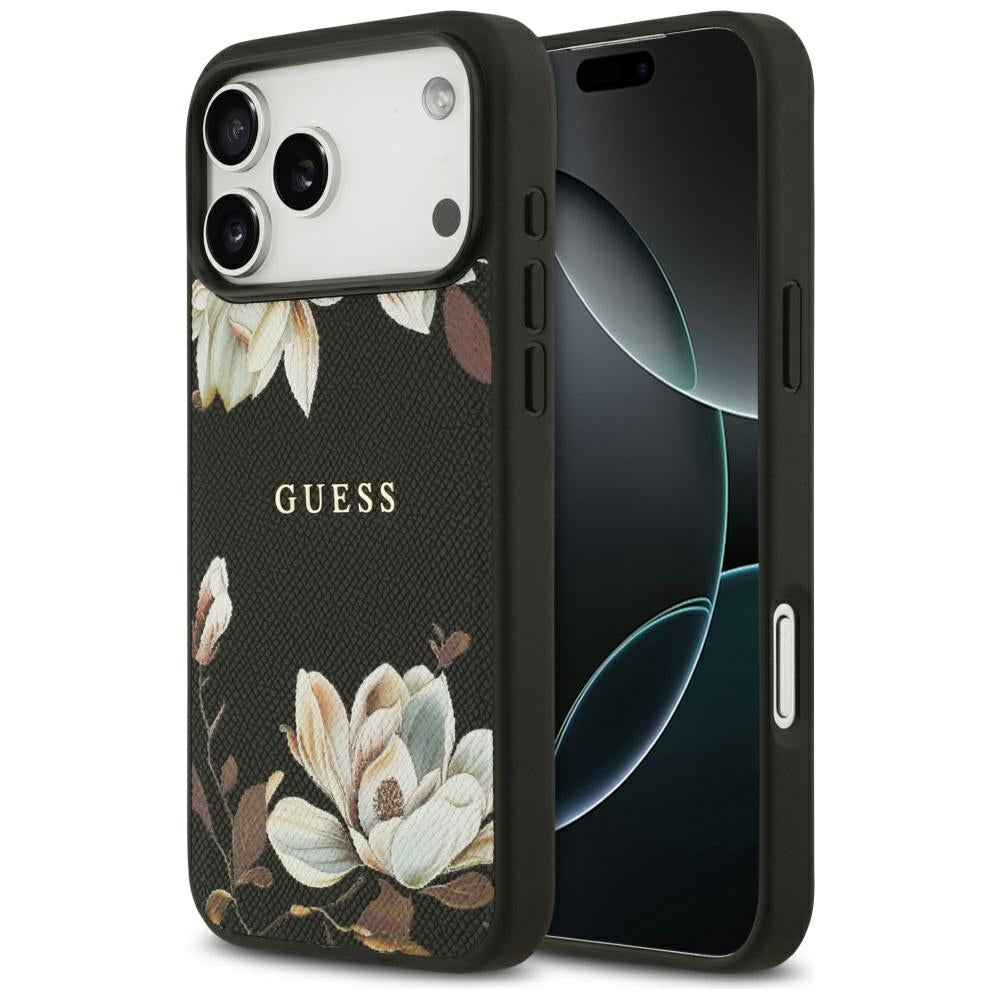 MagSafe cover til Apple iPhone 17 Pro Max, Guess, Grained Flowers, Sort