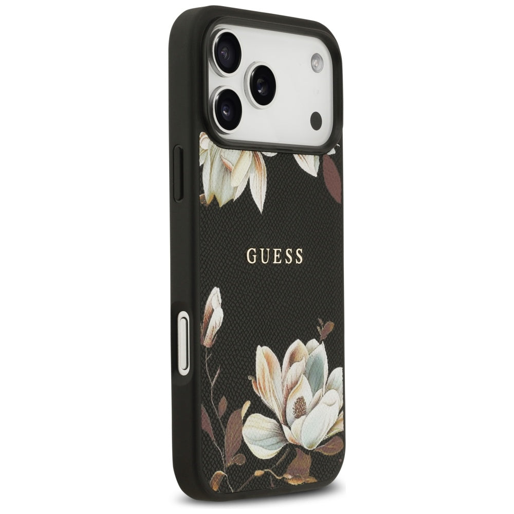MagSafe cover til Apple iPhone 17 Pro Max, Guess, Grained Flowers, Sort