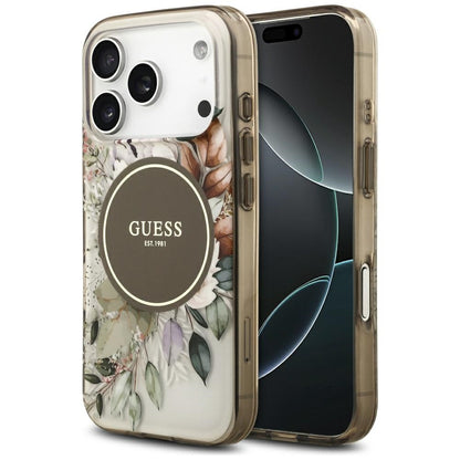 MagSafe cover til Apple iPhone 17 Pro Max, Guess, IML Flower & Tonal Circle, Brun