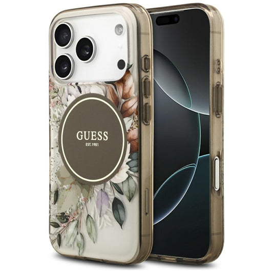 MagSafe cover til Apple iPhone 17 Pro Max, Guess, IML Flower & Tonal Circle, Brun