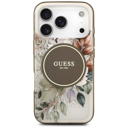 MagSafe cover til Apple iPhone 17 Pro Max, Guess, IML Flower & Tonal Circle, Brun
