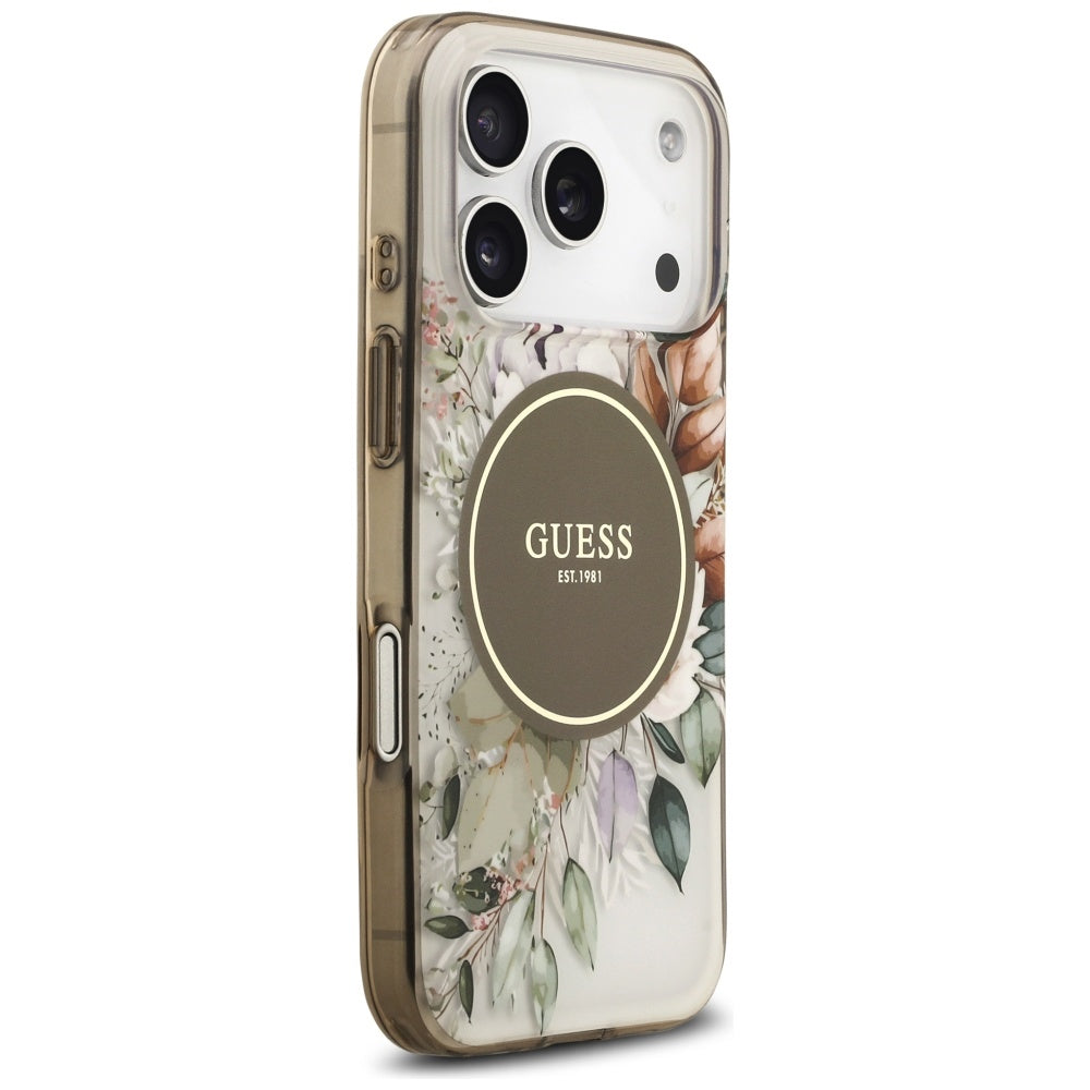MagSafe cover til Apple iPhone 17 Pro Max, Guess, IML Flower & Tonal Circle, Brun