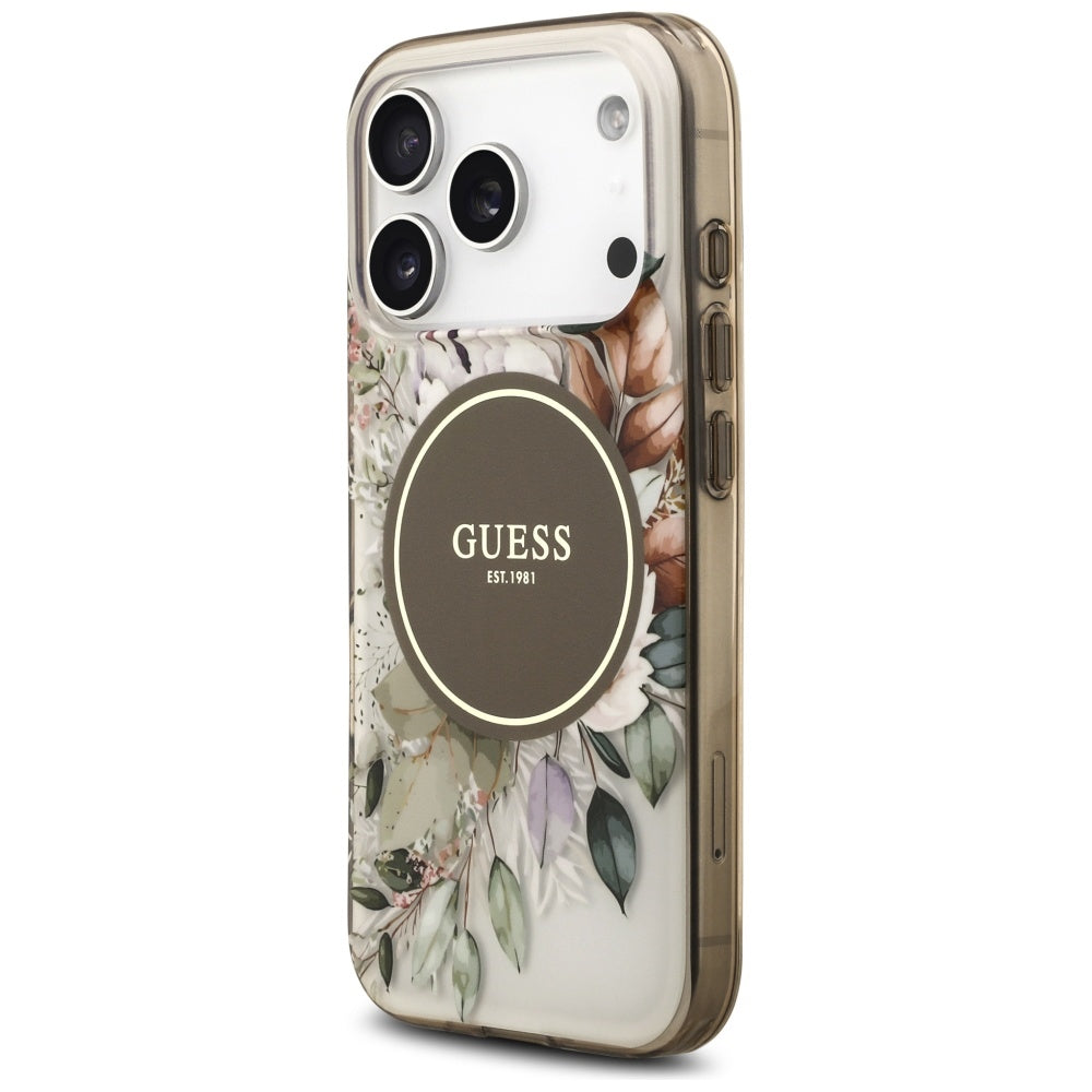 MagSafe cover til Apple iPhone 17 Pro Max, Guess, IML Flower & Tonal Circle, Brun