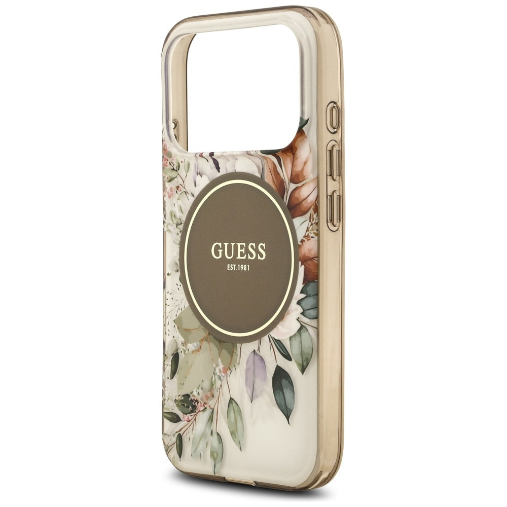 MagSafe cover til Apple iPhone 17 Pro Max, Guess, IML Flower & Tonal Circle, Brun