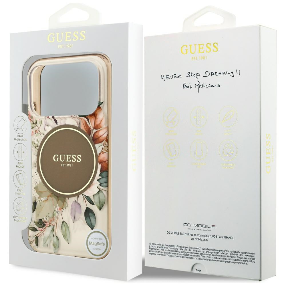 MagSafe cover til Apple iPhone 17 Pro Max, Guess, IML Flower & Tonal Circle, Brun