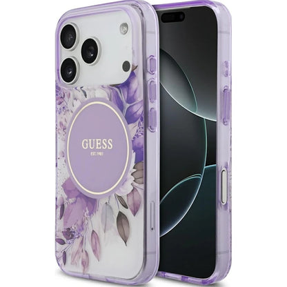 MagSafe cover til Apple iPhone 17 Pro Max, Guess, IML Flower & Tonal Circle, Lilla