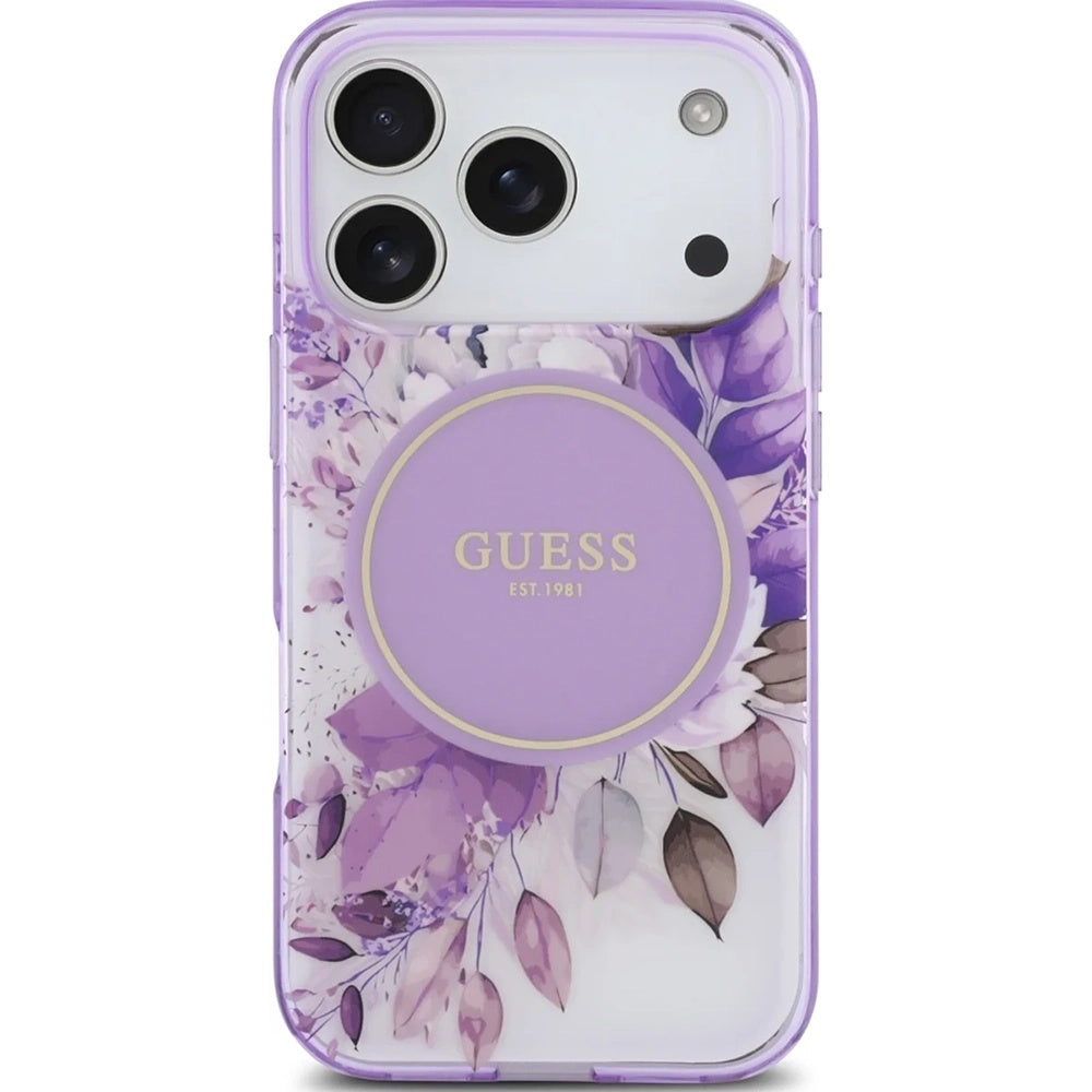 MagSafe cover til Apple iPhone 17 Pro Max, Guess, IML Flower & Tonal Circle, Lilla