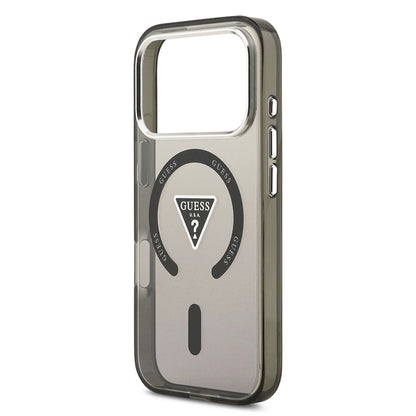 MagSafe cover til Apple iPhone 17 Pro Max, Guess, IML Gradient Triangle Logo, Sort Sølvfarvet