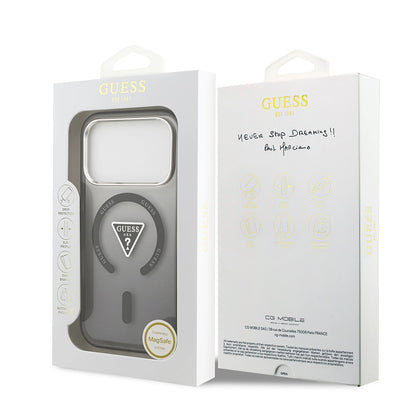 MagSafe cover til Apple iPhone 17 Pro Max, Guess, IML Gradient Triangle Logo, Sort Sølvfarvet