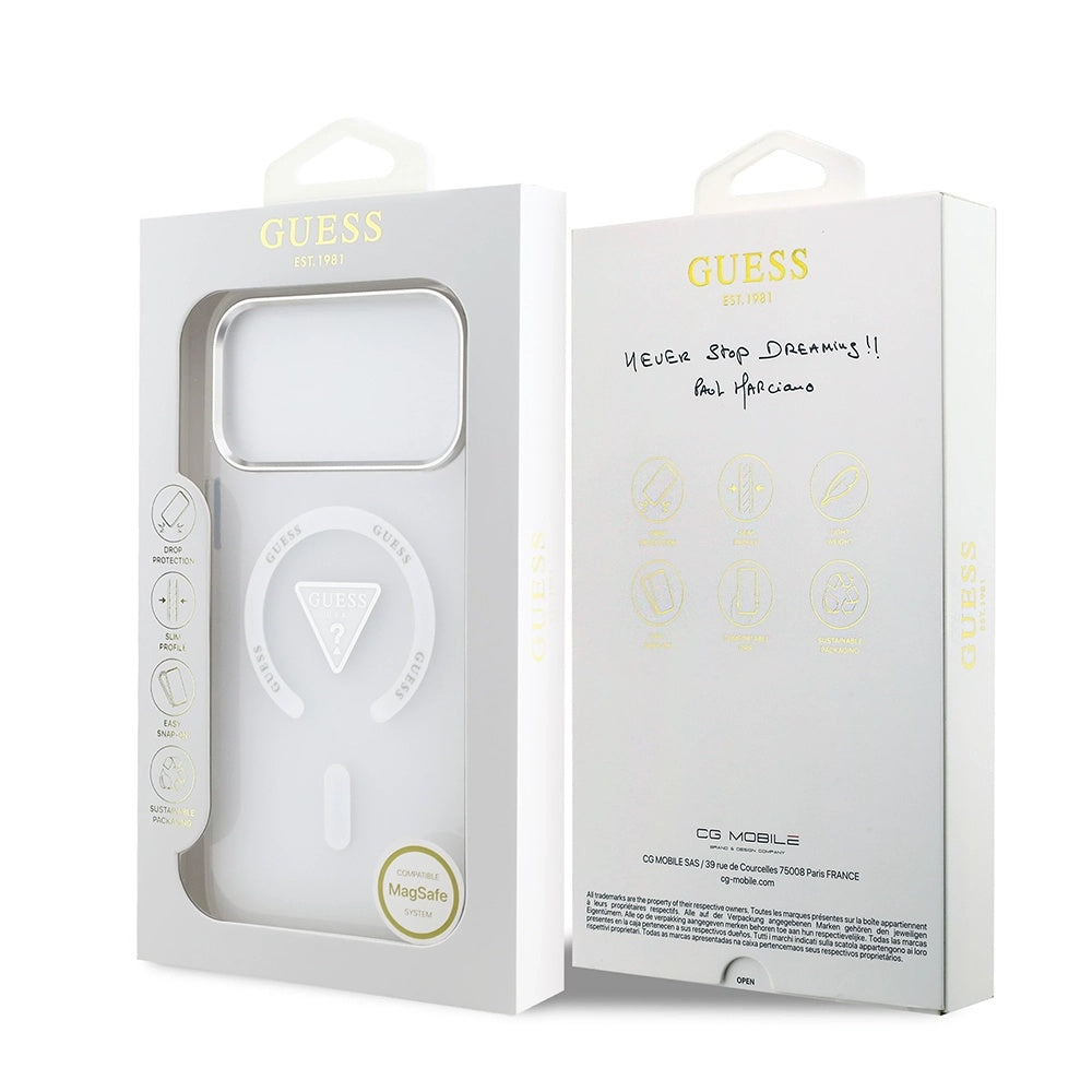 MagSafe Case for Apple iPhone 17 Pro Max, Guess, IML Gradient Triangle Logo, Transparent