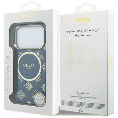 MagSafe cover til Apple iPhone 17 Pro Max, Guess, IML Peony Dot, Blå